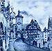 3 European Village Blue Tile, Refrigerator Magnet