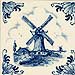3 Mini Tile Magnet, Antique Delft Ground Sailor Windmill Scene