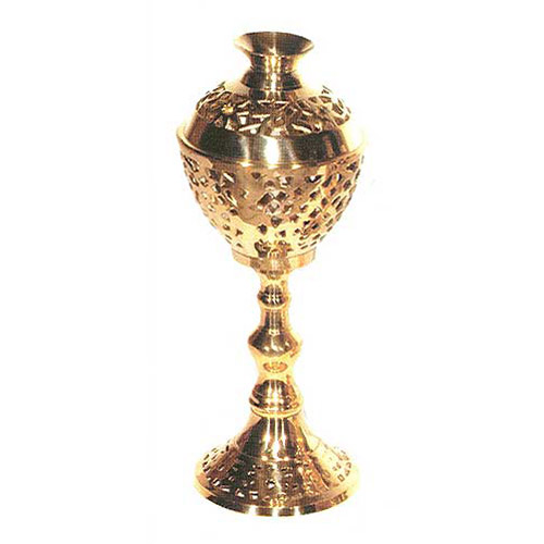 Indian Brass Filigree Candleholder, 13H