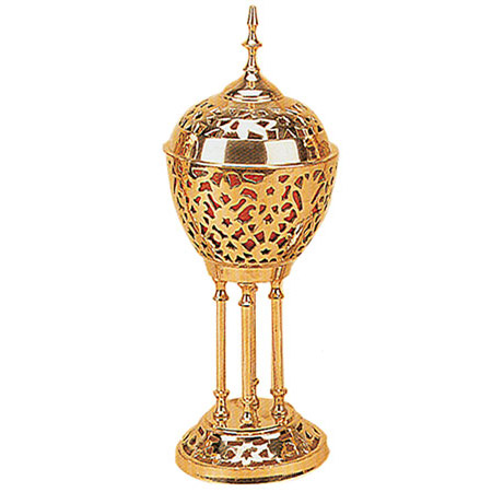 Indian Brass Incense Burner Pedestal, 13H