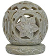 Indian Soap Stone Candle Holder, Large Globe, 4H