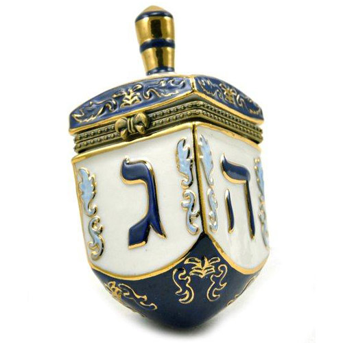 Jewish Hanukkah - Porcelain Dreidel Trinket Box