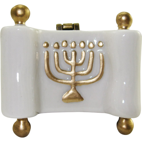 Jewish Menorah Porcelain Trinket Box