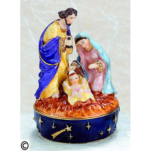 Nativity Scene Jeweled Trinket Box