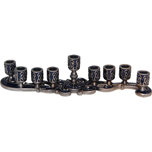 Enamel Jeweled Menorah Candle Holder - Blue, 8L