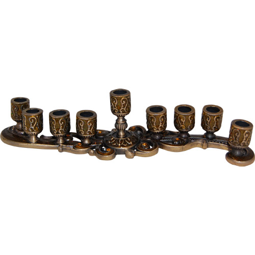 Enamel Jeweled Menorah Candle Holder - Amber, 8