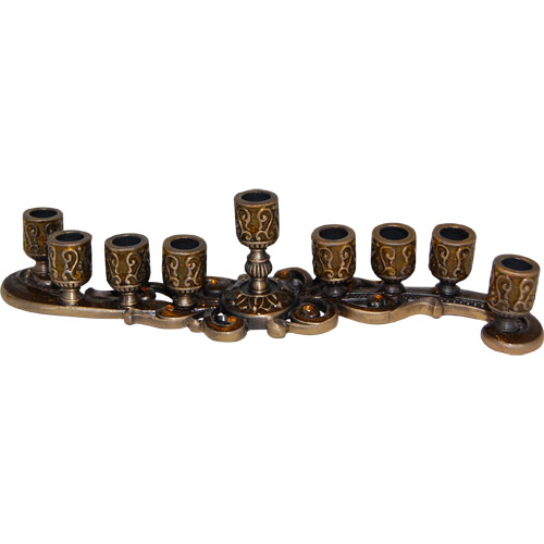 Enamel Jeweled Menorah Candle Holder - Amber, 8L