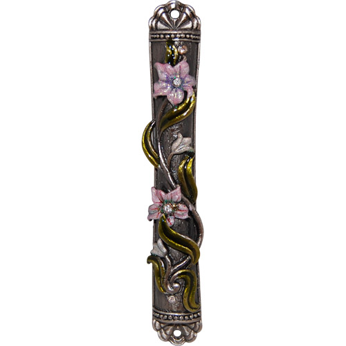 Jewish Mezuzah - Jeweled Flowers