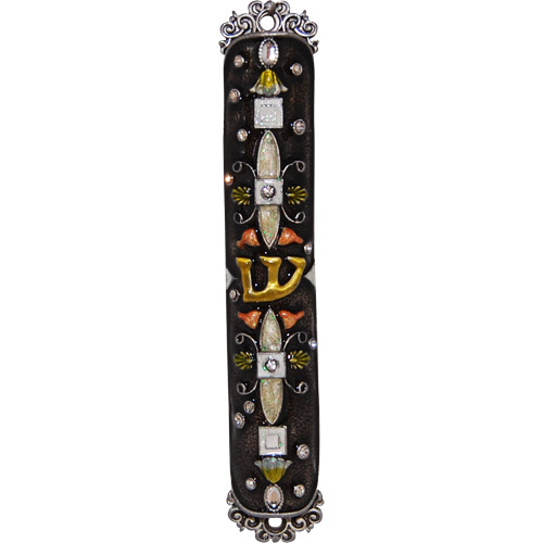 Jewish Mezuzah - Enameled Amber