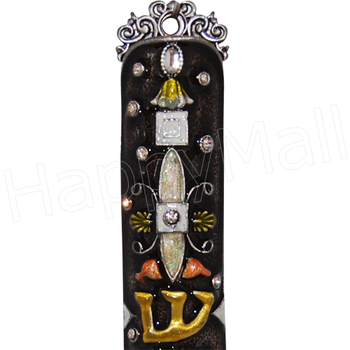 Jewish Mezuzah - Enameled Amber, photo-1