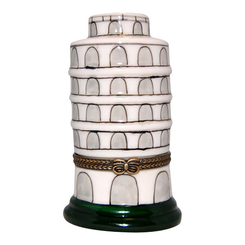 Italy Souvenir Tower of Pisa Miniature Trinket Box - 3.25H