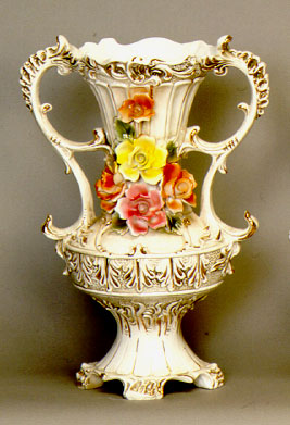 Italian Capodimonte Flowers - 17 Vase w/Handles