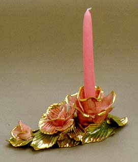 9 Pink Rose Candle Holder