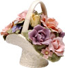 Rose Basket, Miniature Porcelain Figurine - 3.75H
