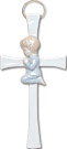 Porcelain Figurine: Cross with Praying Boy, 7.5L