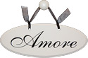 Amore / Love Wooden Sign - Cream Color, 9L