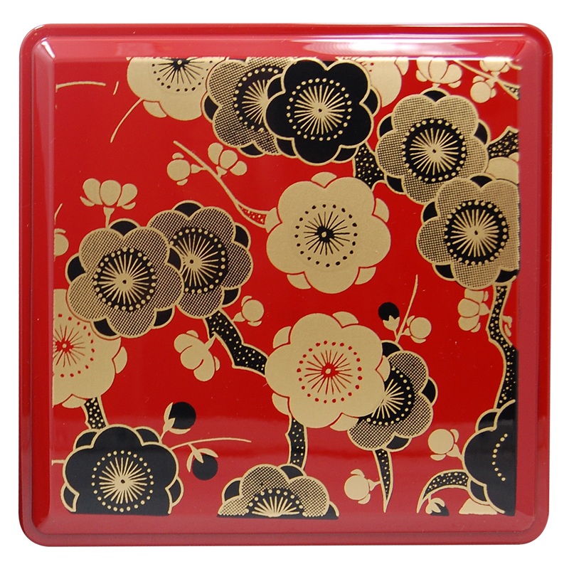3-Tier Floral Red Lacquer Box, 5-1/4SQ, photo-1