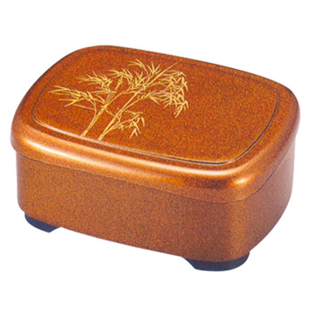 Bento Box with Lid - Gold Bamboo Motif, 7x5