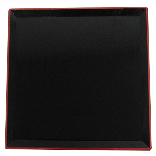 Japanese Tray, 14 Square Black Tray w/ Red Trim