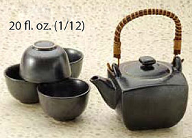 1&4, Japanese Tea Set, Simple Black Teapot Set with Gunmetal Look
