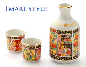 Sake Set - 1&2, Imari Style - Red
