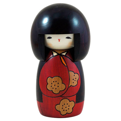Indian Summer in Red, Kokeshi Doll, 5.6H