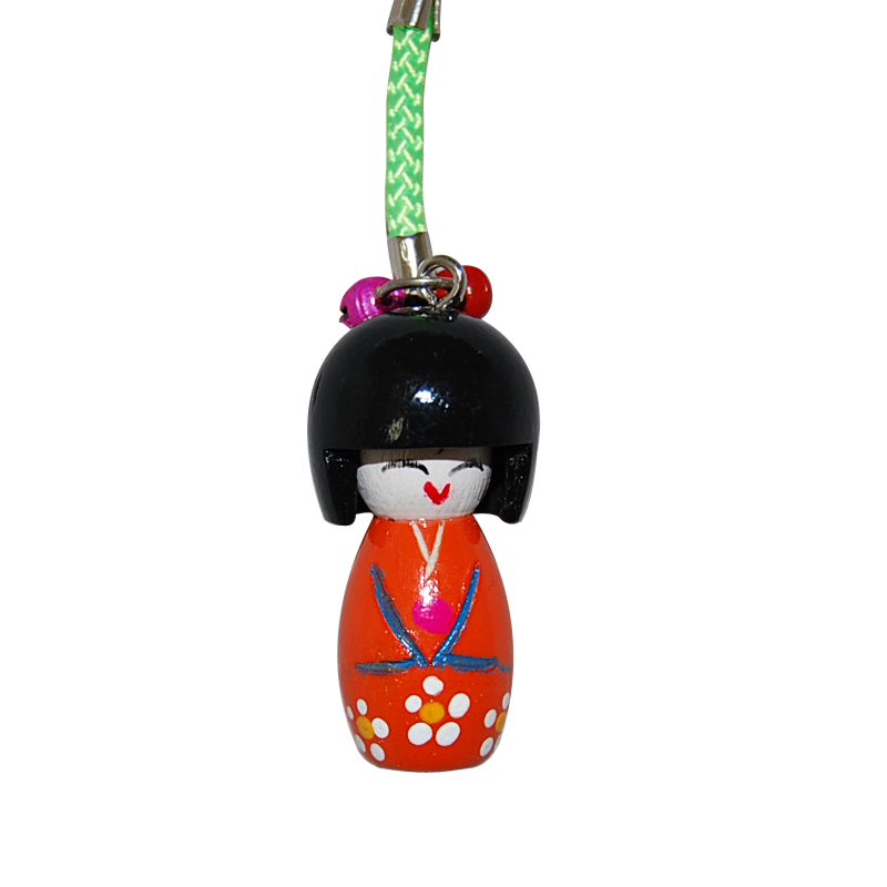 Wooden Kokeshi Charm- Orange