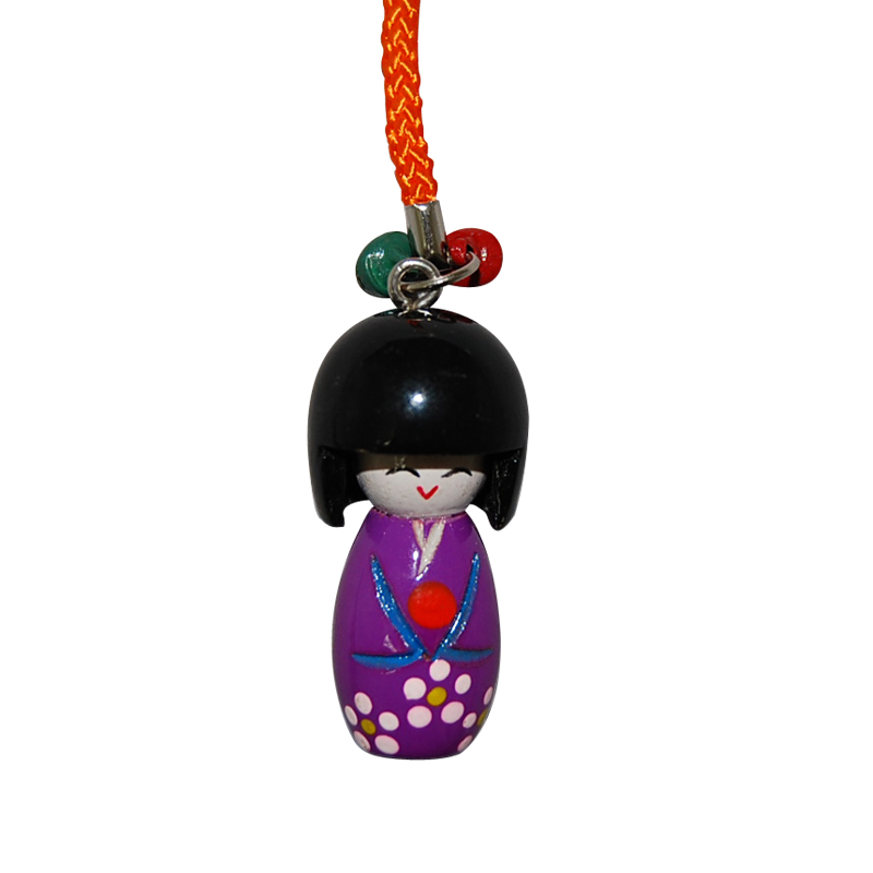 Wooden Kokeshi Charm- Purple