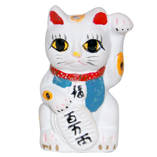 White Color Maneki Neko Lucky Cat Magnet, 2