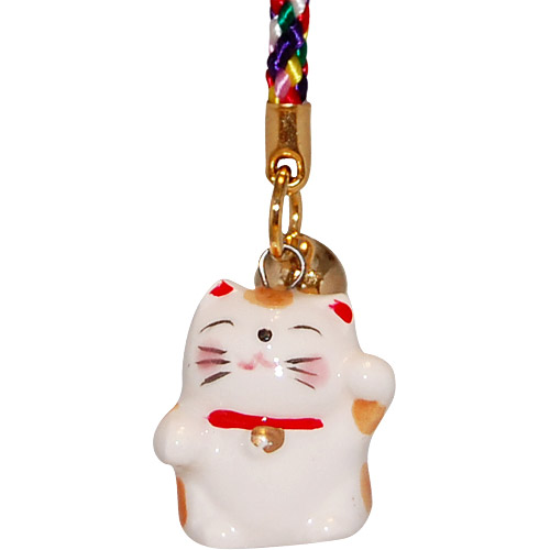 Lucky Cat with Left Hand Raised, Phone Charm
