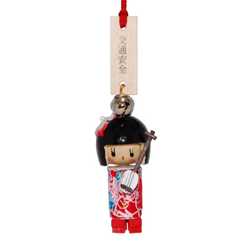 Wooden Lucky Charm, Doll with Instrument
