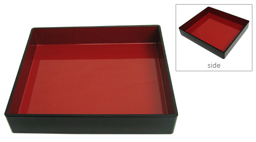 Japanses Tray, Black Box w/ Red Interior, 13 x 11