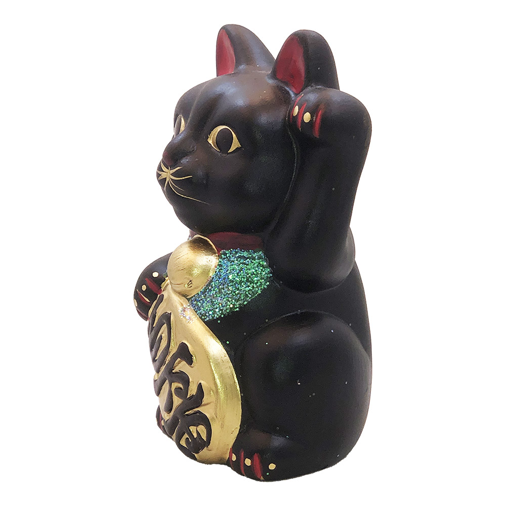 Black Maneki Neko Cat, 5-1/4H, photo-2