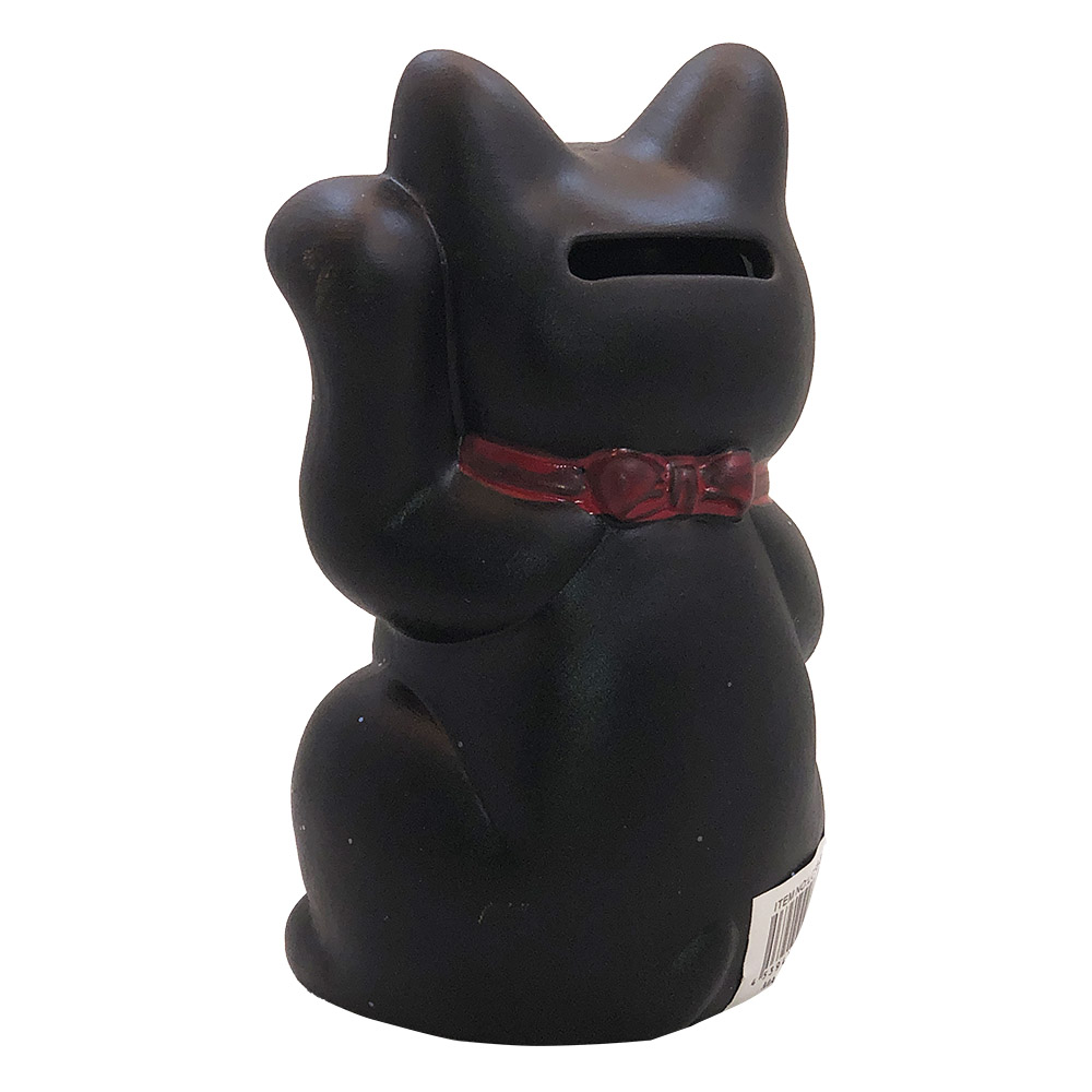 Black Maneki Neko Cat, 5-1/4H, photo-3