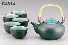 1&5 Japanese Tea Set, Black Akua Blue, 24 oz