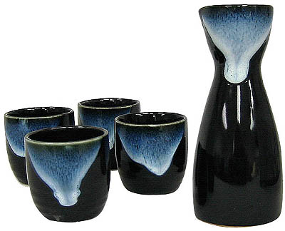 Sake Set - 1&4, Black & Blue