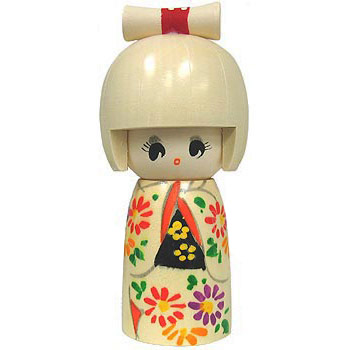 Kokeshi Doll, Girl in White Kimono, 5H