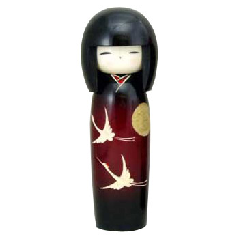 Kokeshi Doll, Lady in Burgundy Kimono, 7H, photo main