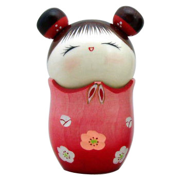 Baby girl in pink, Kokeshi Doll 5.4H