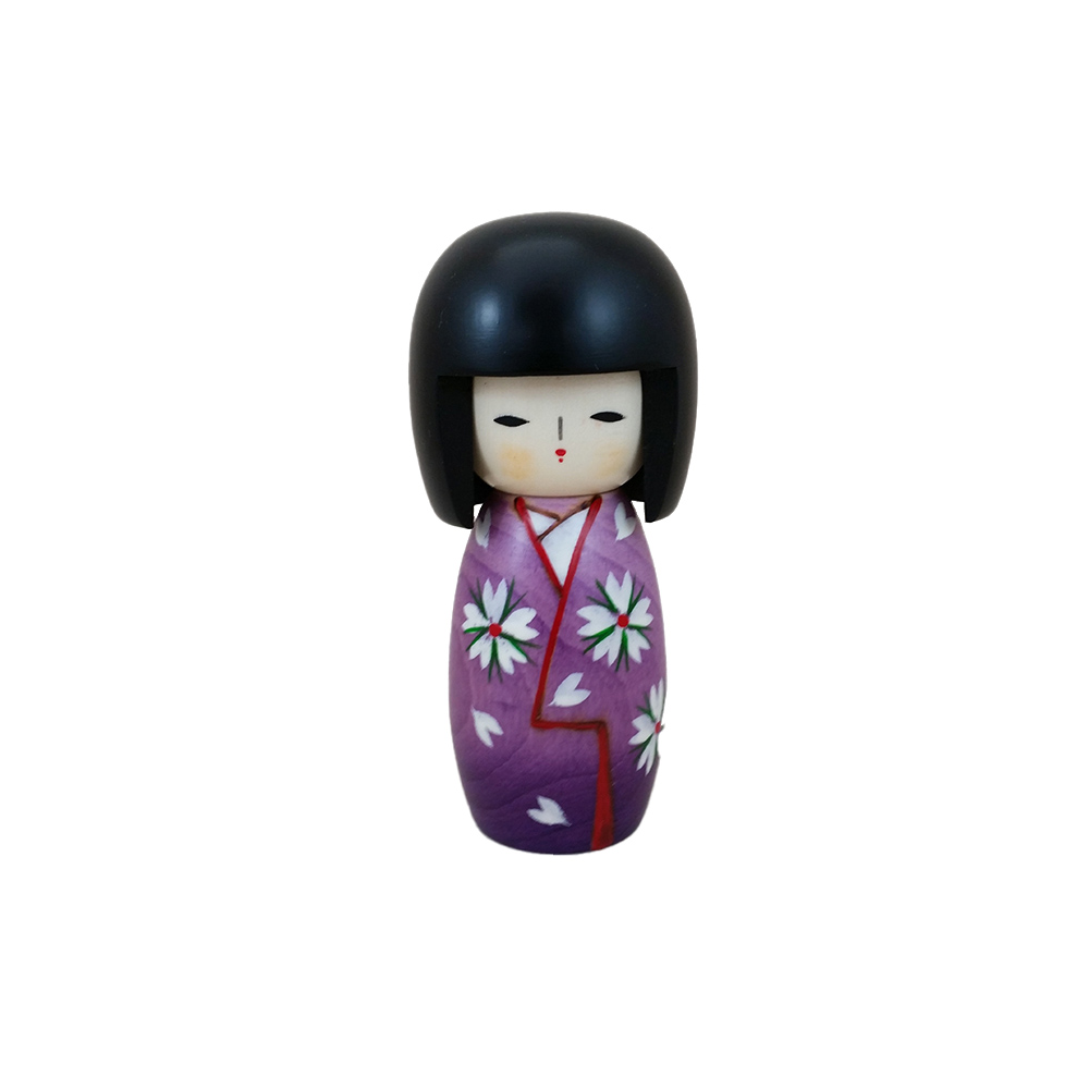 Lady in Purple, Kokeshi Doll 5.2H