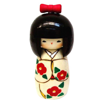 Kokeshi Doll, Red Ribon, 5.8H