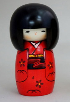 Kokeshi Doll, Osanago (Red) 5.2H