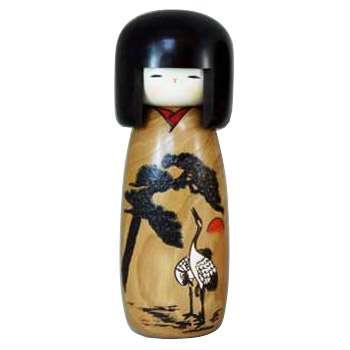 Kokeshi Doll, Crane Couple 10.4H