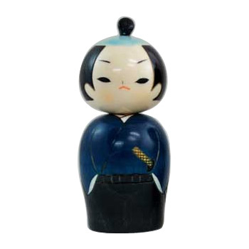 Samurai Warrior Kokeshi Doll, 5.5H