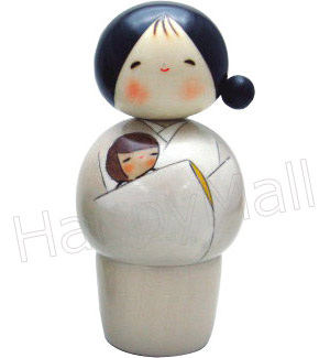 Mother and Child Kokeshi Doll, 6H
