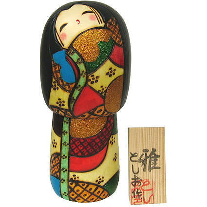 Kokeshi Doll, Graceful, 6.5H