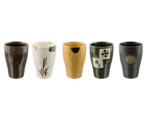 Japanese Tea Cup Set, Assorted Five Zen Style Cups