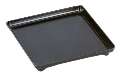 14.5 Square Black Lacquer Tray - With footed base