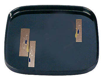 Japanese Black Lacquer Square Tray - Cranes, 10.5L