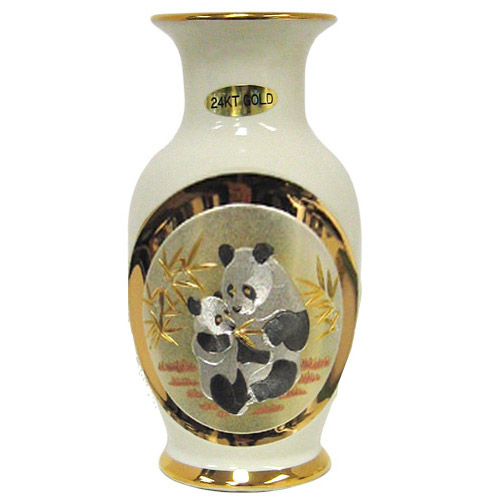 Panda Theme, Ivory 6 Chokin Vase